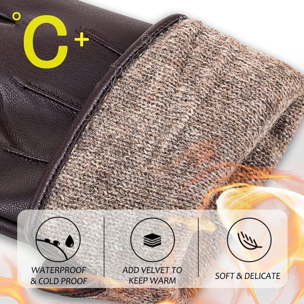 Women’s Leather Gloves Genuine SheepSkin Leather Cold Weather Cashmere Coffee - Picture 3 of 8